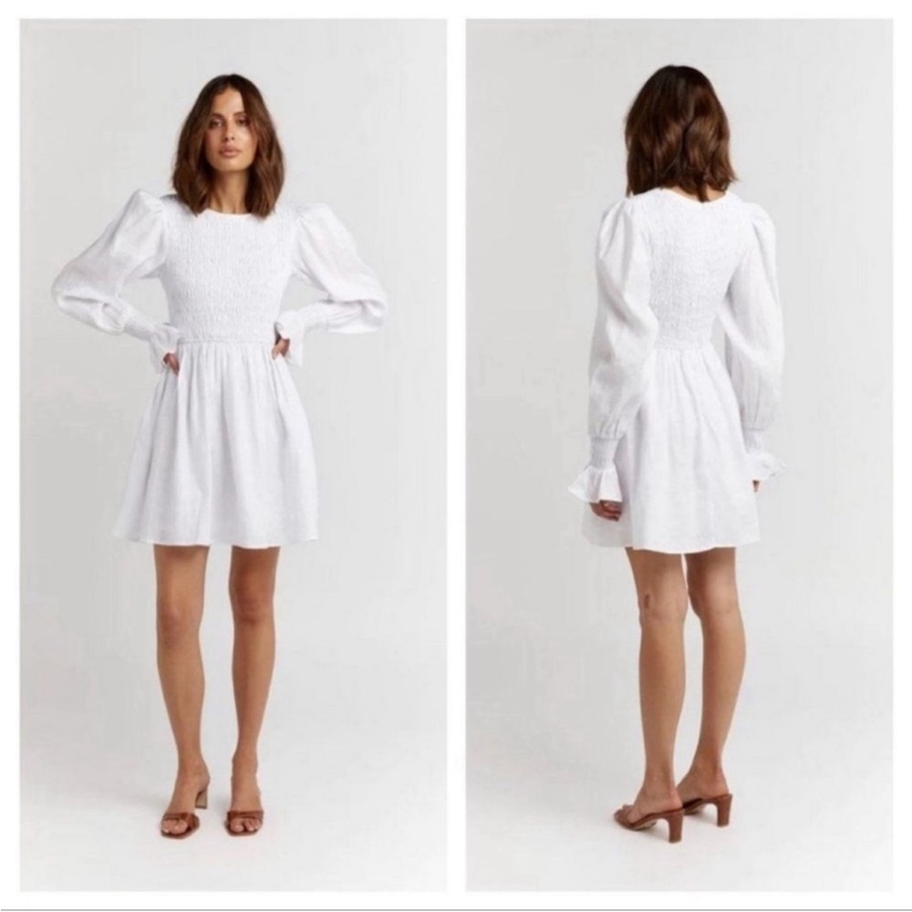 DISSH Kennedy Linen Mini Dress White